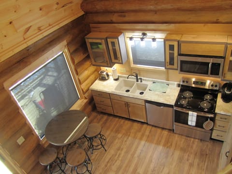 View of kitchen area from loft.