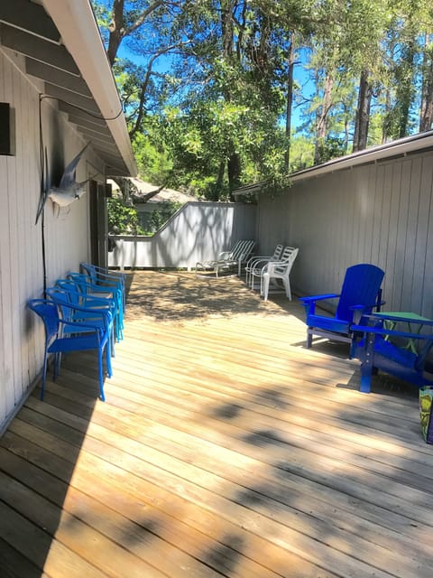 Large wrap around deck with plenty of seating.