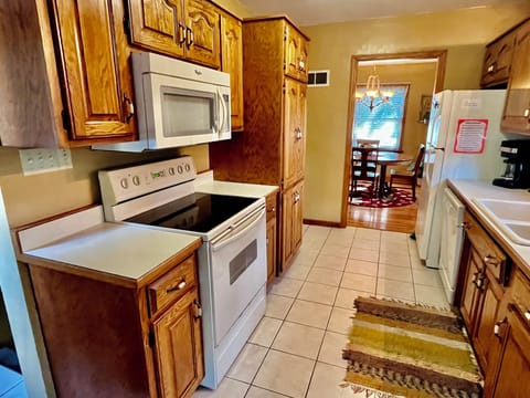 Galley style kitchen that retains character but is also functional.