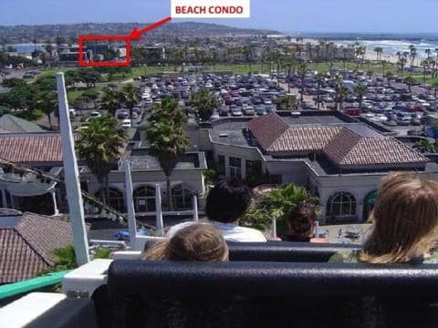 View to the beach condo from the Giant Dipper Roller Coaster.