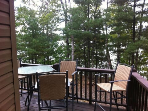 Plenty of lounge area on the deck with pub table for 4 chairs