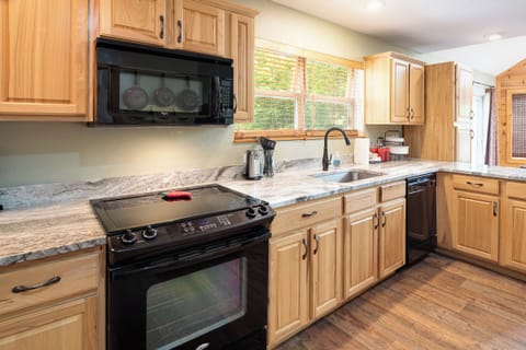 Huge kitchen includes everything. We provide list of supplied items for plannin