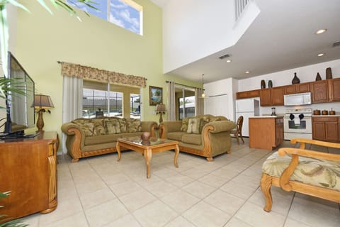 Large open family room and kitchen