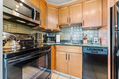 Green granite countertops.