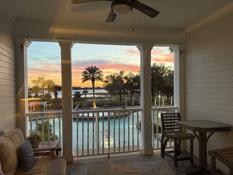 Sunset view on our balcony w/ Bay view!!