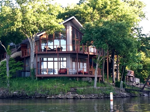 VIEW OF HOUSE JUST OFF POINT (LAKE SIDE TO LEFT, COVE SIDE TO RIGHT)