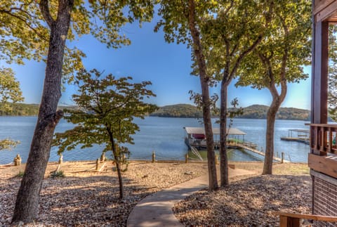 Looking out at the lake from lower deck.
