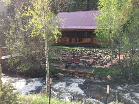 Relax by the creekside patio.