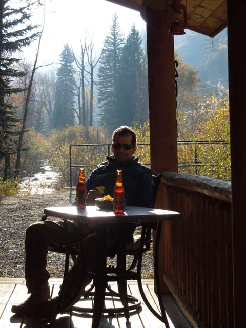 Relaxing on the front porch.