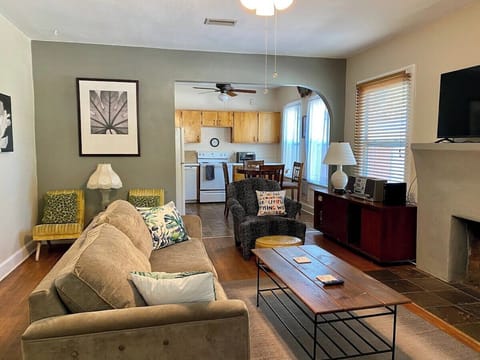 From front door into living room and kitchen 