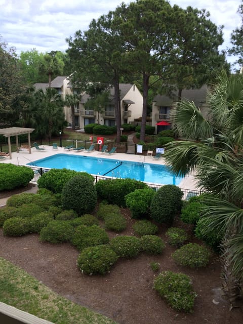 Pool view from both master bedrooms. 