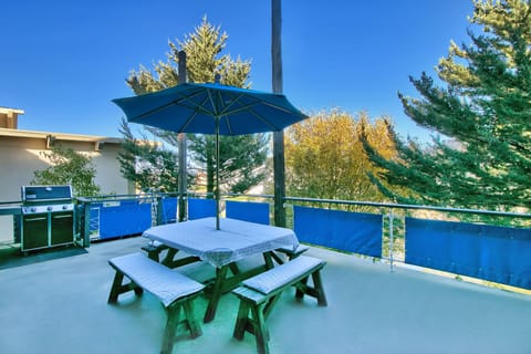 Gas Weber Grill outside dining