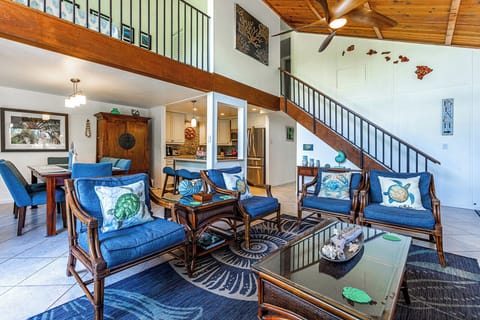 Spacious Living Area with 75-inch 4K TV, Queen Sofabed (2021), AC, Ceiling Fan