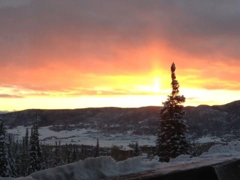 Mountain sunset from mid level deck