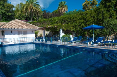Looking towards pool seating area