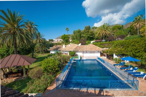 The view from the guest house to the Villa