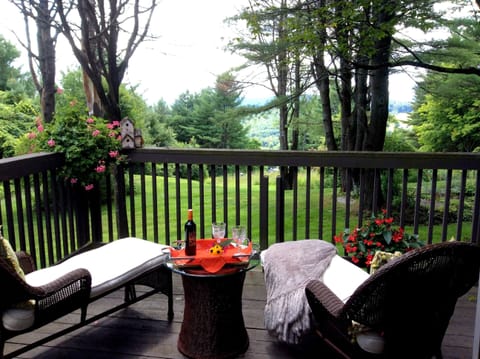Spectacular view from back deck with views of the ski hill.