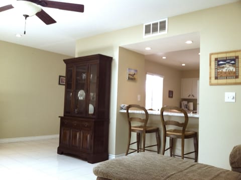 View from living room: looking into kitchen. 