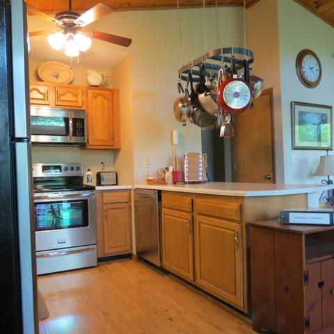 From entry door to kitchen,  super quiet dishwasher.