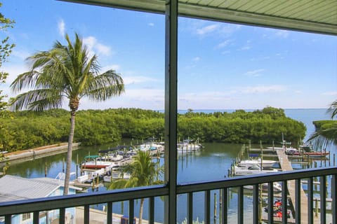 East View from screened Lanai showing marina and Pine Sound.