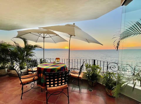 Enjoy nightly sunsets on the balcony.