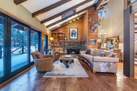 Modern, old-Tahoe style home. Window wall offers great light, summer or winter.