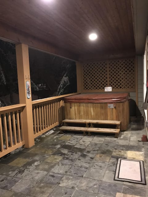 deck with hot tub