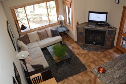 Main living space viewed from loft (accessible by stairs).