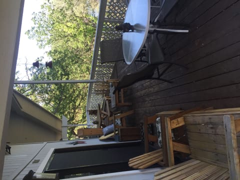 Large deck overlooking lake