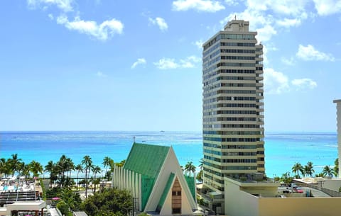 Ocean View of Waikiki Beach from bedroom and kitchen