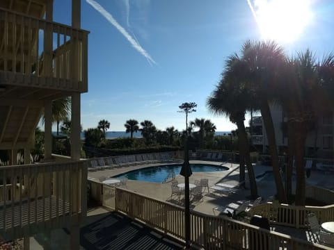 Beautiful view of ocean just steps away.Very close to pool as well