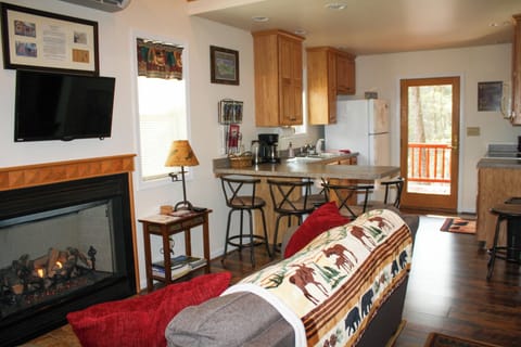 Coming in the front door, with views into the kitchen and back door.