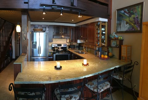 The newly remodeled kitchen is elegant and functional with all new appliances.