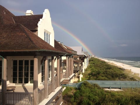 Double rainbow view of Rosemary Beach from Gulf front porch.