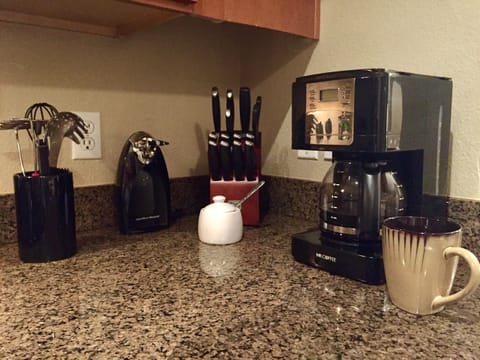 Coffee maker, with a timer, so your coffee is ready first thing in the morning.