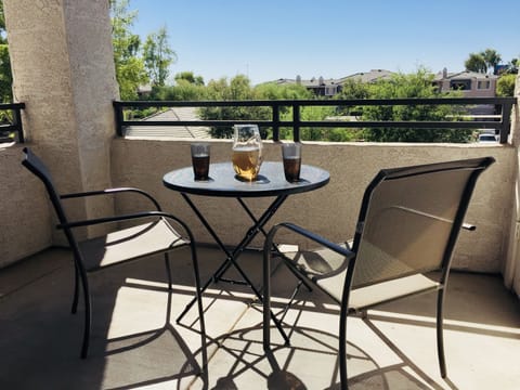 Sun or shade, our balcony is ideal for enjoying meals or beverages outside.