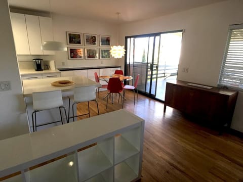 Open concept living with hardwood floors