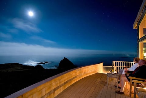 Moon over the water, deck view.