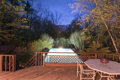 Back of Byrdcliffe house at dusk