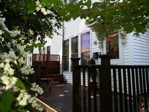 Mahogany porch in June