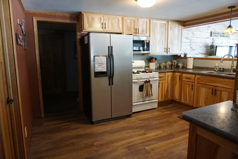 Kitchen with views to the lake.
