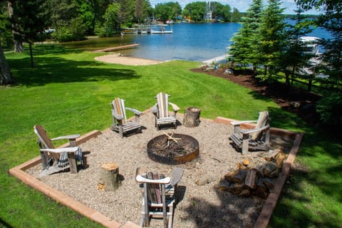 Backyard lakeside firepit