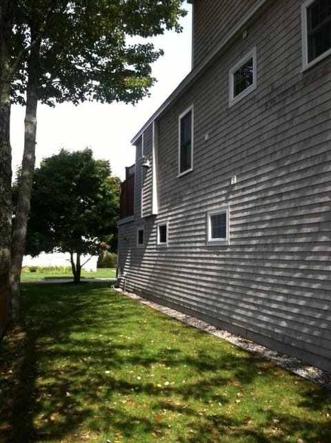 Side yard looking from back to front of house. Partially fenced in yard.
