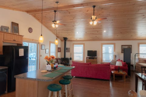 Smart TV, fireplace, DVD player