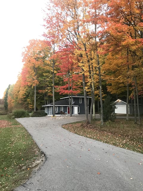 Cabin from the road during Fall.