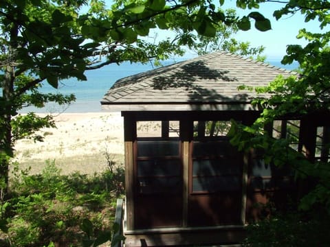 Gazebo at top of dune. Gorgeous views of Lake Michigan