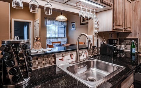 Our Kitchen (very well equipped), spices, tea, coffee, sugar, oil, kitchen towel