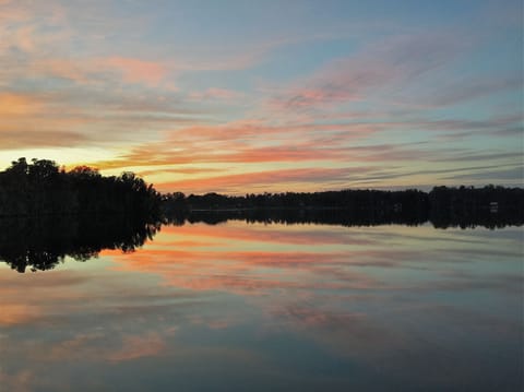 Gorgeous sunset view over glass-like lake!