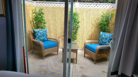 enjoy morning coffee on the private master bedroom Patio away from others.