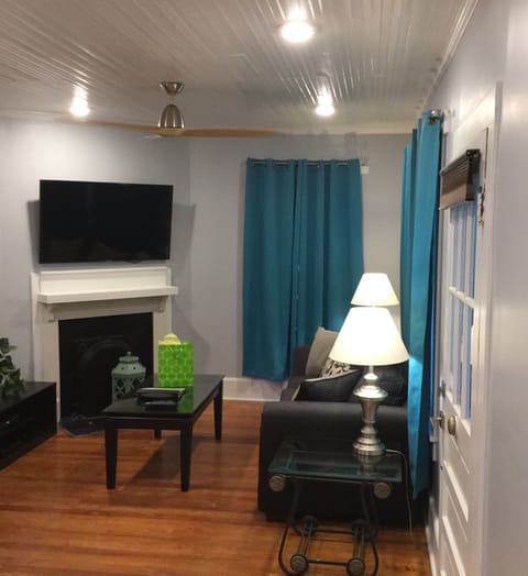 Flat-screen TV, DVD player, music library